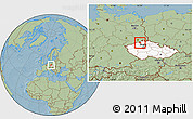 Savanna Style Location Map of Ústí n.L., highlighted country, hill shading