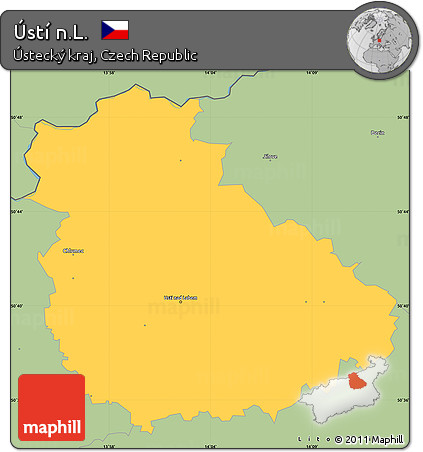 Savanna Style Simple Map of Ústí N.L.