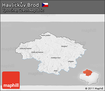 Gray 3D Map of Havlíčkův Brod, single color outside