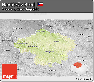 Physical 3D Map of Havlíčkův Brod, desaturated