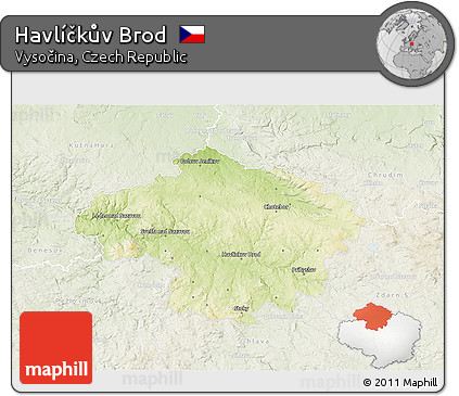 Physical 3D Map of Havlíčkův Brod, lighten