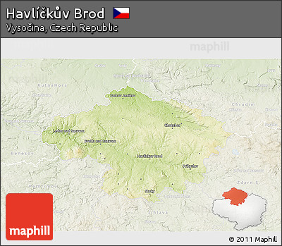 Physical 3D Map of Havlíčkův Brod, lighten