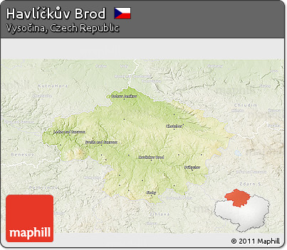 Physical 3D Map of Havlíčkův Brod, lighten