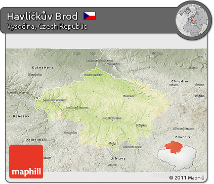 Physical 3D Map of Havlíčkův Brod, semi-desaturated