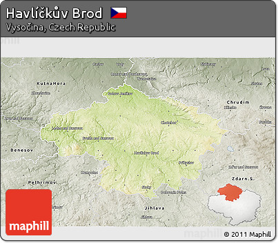 Physical 3D Map of Havlíčkův Brod, semi-desaturated
