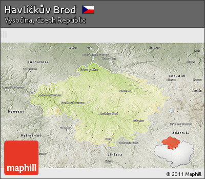 Physical 3D Map of Havlíčkův Brod, semi-desaturated