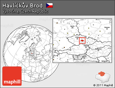 Blank Location Map of Havlíčkův Brod, highlighted parent region