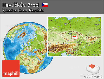 Physical Location Map of Havlíčkův Brod, highlighted parent region
