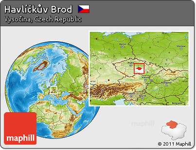 Physical Location Map of Havlíčkův Brod, highlighted parent region