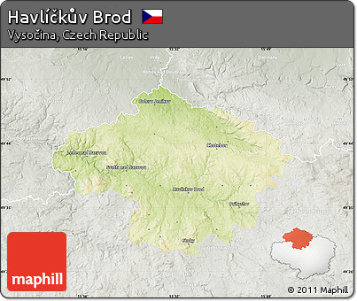 Physical Map of Havlíčkův Brod, lighten, semi-desaturated
