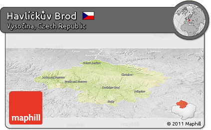 Physical Panoramic Map of Havlíčkův Brod, lighten, desaturated
