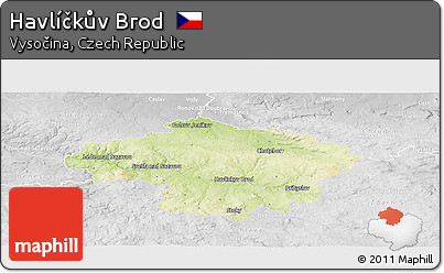 Physical Panoramic Map of Havlíčkův Brod, lighten, desaturated