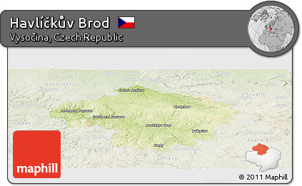 Physical Panoramic Map of Havlíčkův Brod, lighten