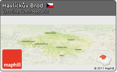 Physical Panoramic Map of Havlíčkův Brod, lighten