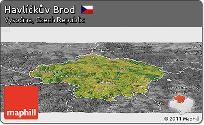 Satellite Panoramic Map of Havlíčkův Brod, desaturated