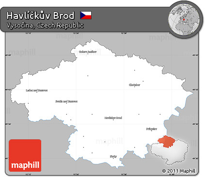 Gray Simple Map of Havlíčkův Brod, single color outside
