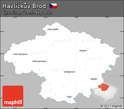 Gray Simple Map of Havlíčkův Brod, single color outside