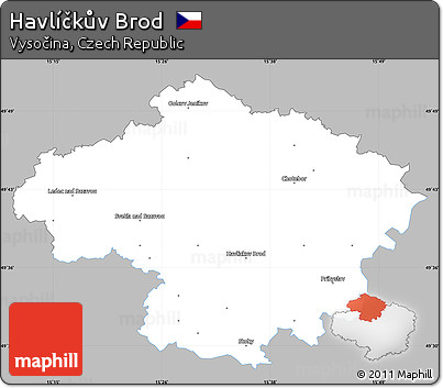Gray Simple Map of Havlíčkův Brod, single color outside