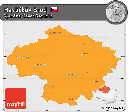Political Simple Map of Havlíčkův Brod, single color outside