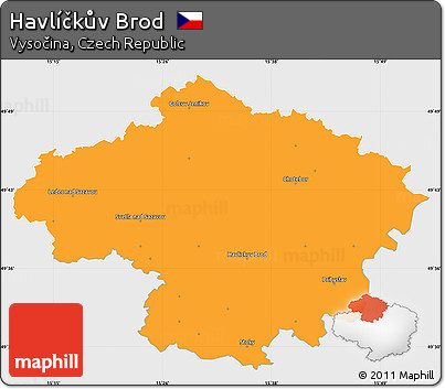 Political Simple Map of Havlíčkův Brod, single color outside