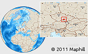 Shaded Relief Location Map of Třebíč