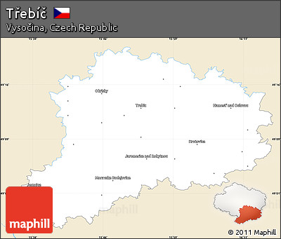 Classic Style Simple Map of Třebíč, single color outside