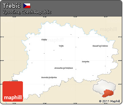 Classic Style Simple Map of Třebíč, single color outside