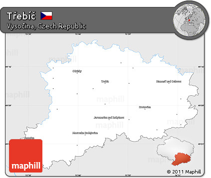 Silver Style Simple Map of Třebíč, single color outside