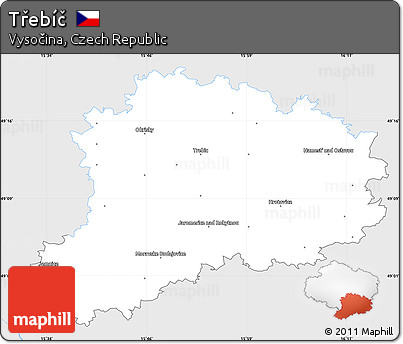 Silver Style Simple Map of Třebíč, single color outside