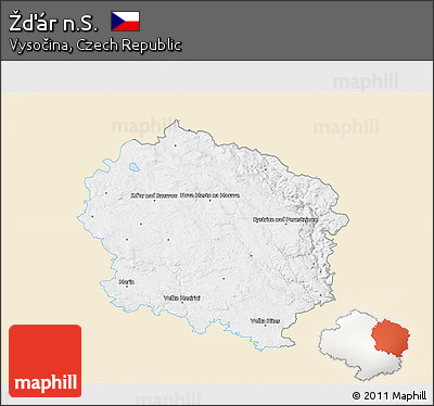 Classic Style 3D Map of Žďár N.S., single color outside