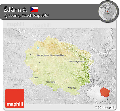 Physical 3D Map of Žďár N.S., lighten, desaturated