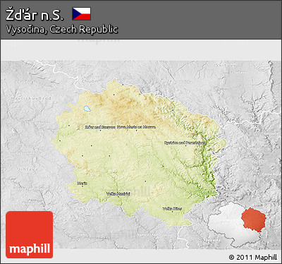 Physical 3D Map of Žďár N.S., lighten, desaturated