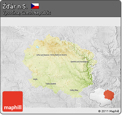Physical 3D Map of Žďár N.S., lighten, desaturated