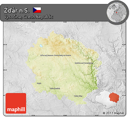 Physical Map of Žďár N.S., lighten, desaturated