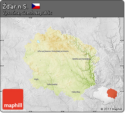 Physical Map of Žďár N.S., lighten, desaturated
