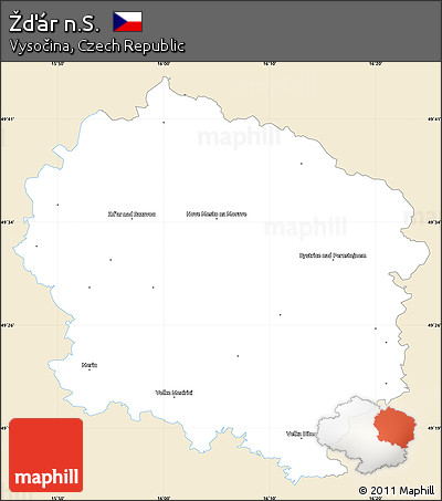 Classic Style Simple Map of Žďár N.S., single color outside