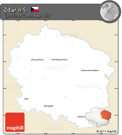 Classic Style Simple Map of Žďár N.S., single color outside