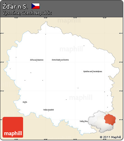 Classic Style Simple Map of Žďár N.S., single color outside