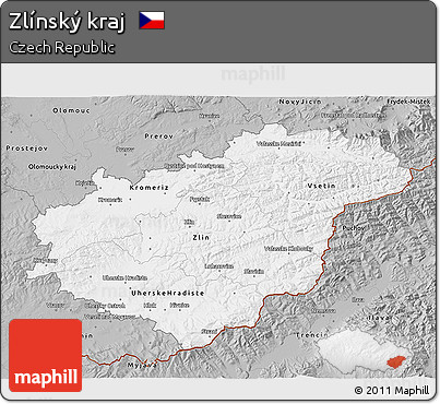 Gray 3D Map of Zlínský Kraj