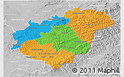 Political 3D Map of Zlínský kraj, lighten, desaturated
