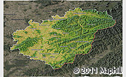 Satellite 3D Map of Zlínský kraj, darken, semi-desaturated