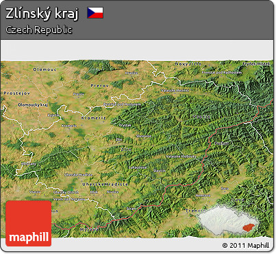 Satellite 3D Map of Zlínský Kraj