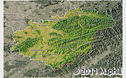 Satellite 3D Map of Zlínský kraj, semi-desaturated