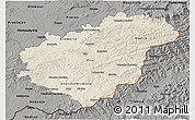 Shaded Relief 3D Map of Zlínský kraj, darken, semi-desaturated