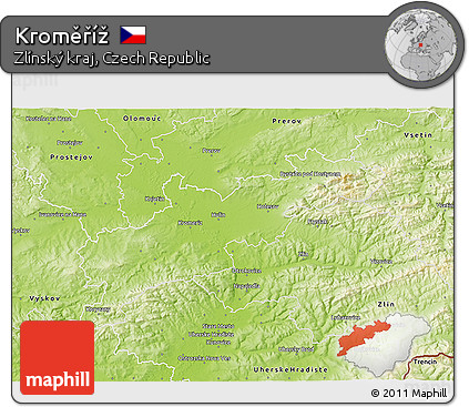 Physical 3D Map of Kroměříž