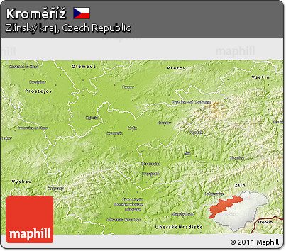 Physical 3D Map of Kroměříž