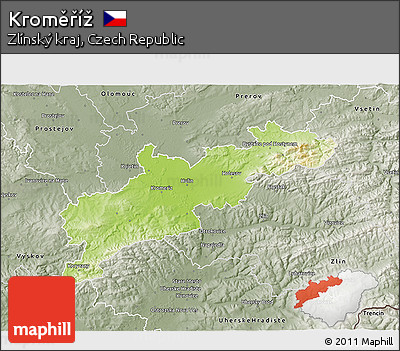 Physical 3D Map of Kroměříž, semi-desaturated
