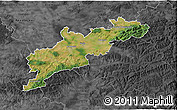 Satellite 3D Map of Kroměříž, darken, desaturated