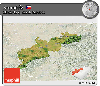 Satellite 3D Map of Kroměříž, lighten
