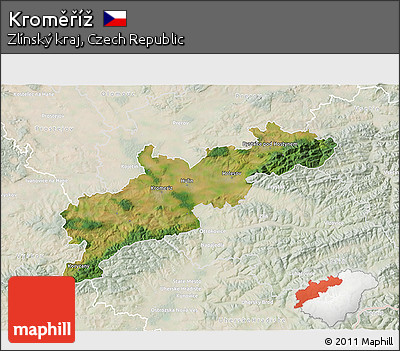 Satellite 3D Map of Kroměříž, lighten